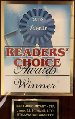 James Honsvall wins the Stillwater Gazette Readers Choice Award
